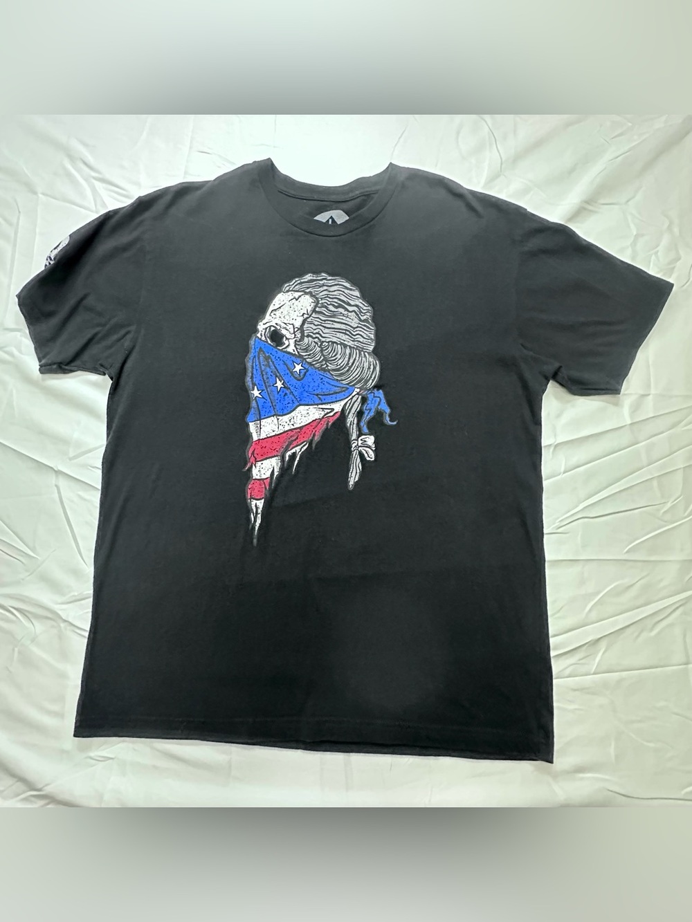 Wash with Souls Black Short-Sleeve Graphic Tee with Patriotic Bandana Skull